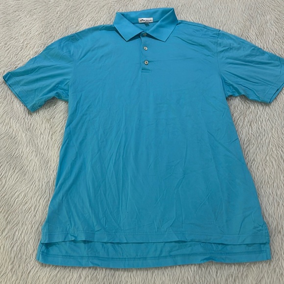Peter millar blue turquoise polo golf cotton shirt size large - Picture 1 of 6